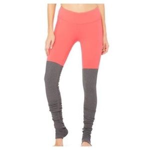 ALO yoga goddess leggings coral/grey